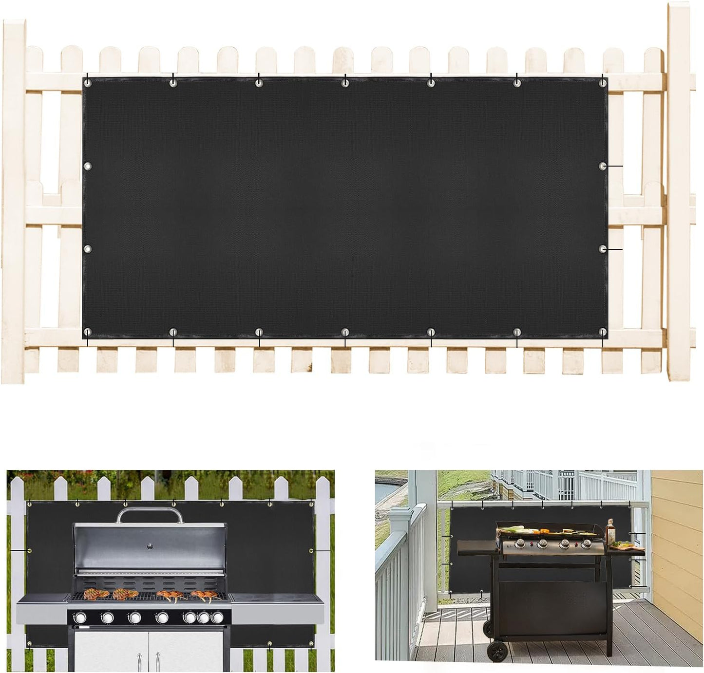 Grill Heat Shield and Deck Protector Mat, Fireproof BBQ Backing Screen for Fence and Railing Heavy Duty Black 3'x10'