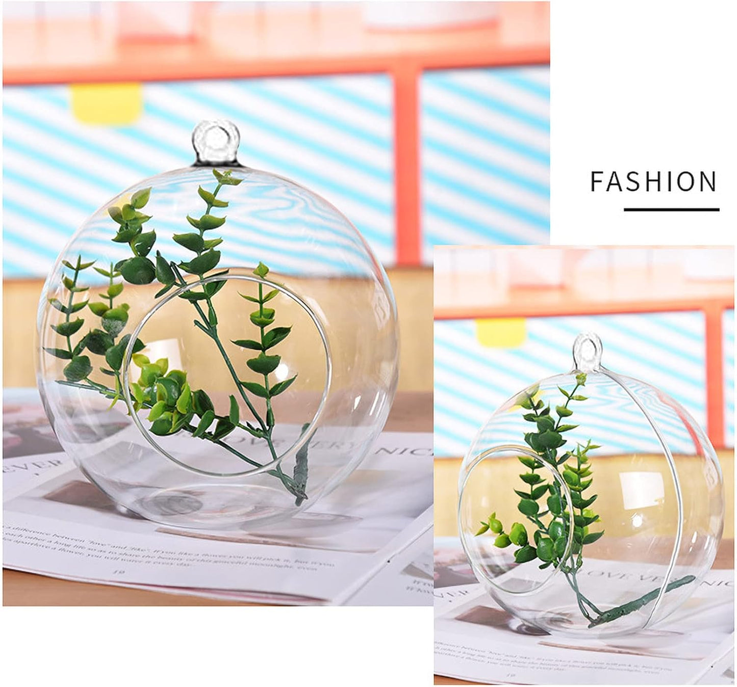 10 Pack 3.54"/90mm Acrylic Hanging Tealight Candle Holder with 10 Pack Flameless LED Candles, Globe Ornament for Air Plant, Tea Light Candlestick for Home Party Decor Wedding Birthday Christmas