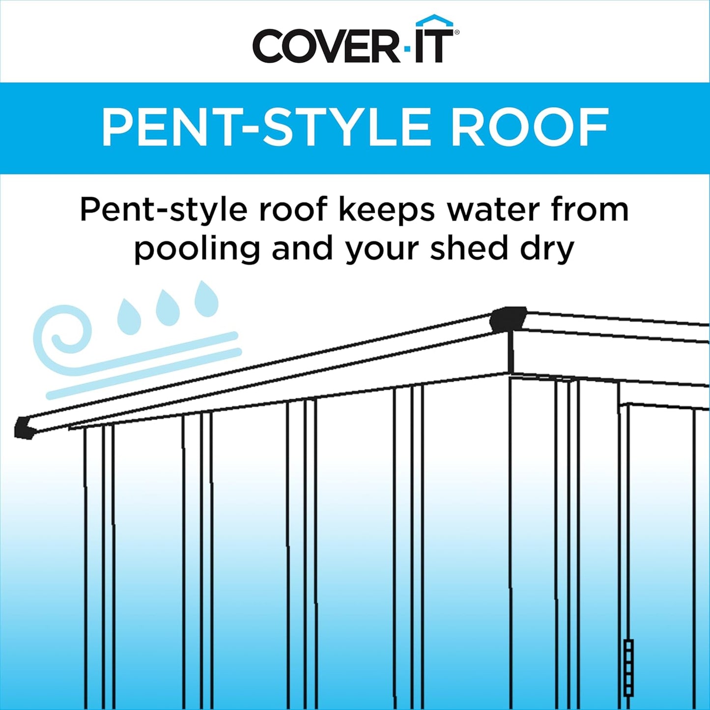 Cover It 6' x 4' Galvanized Steel Outdoor Storage Shed with Pent Roof and Lockable Sliding Doors, Weather-Resistant Steel Storage Shed for Backyards, Gray