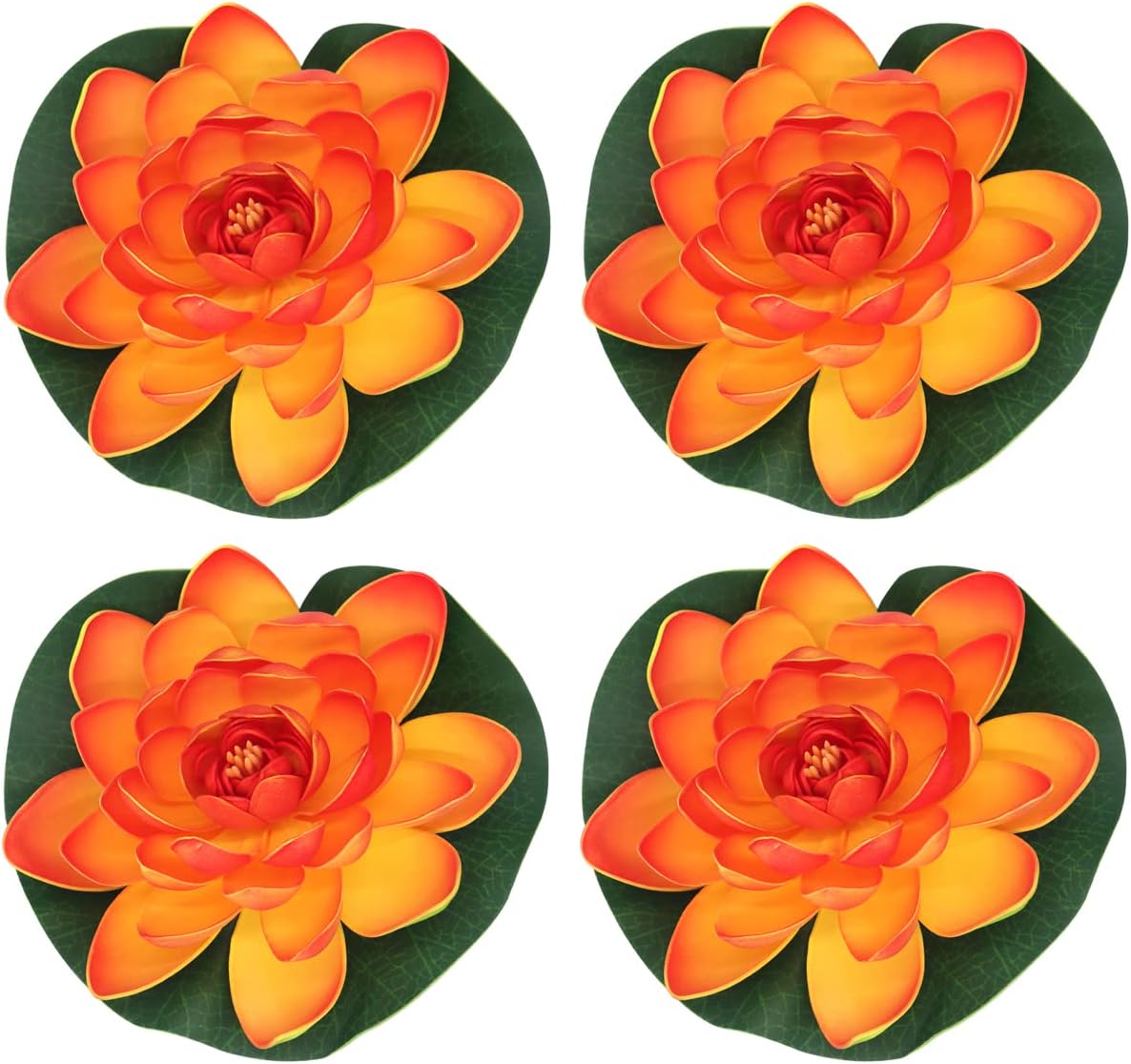 FZBNSRKO Artificial Lotus,4PCS 7.1" Inch Floating Foam Lotus Flowers for Pool,Realistic Water Lily Pads for Home Outdoor Patio Pond Wedding Party Decorations,Sunset Red