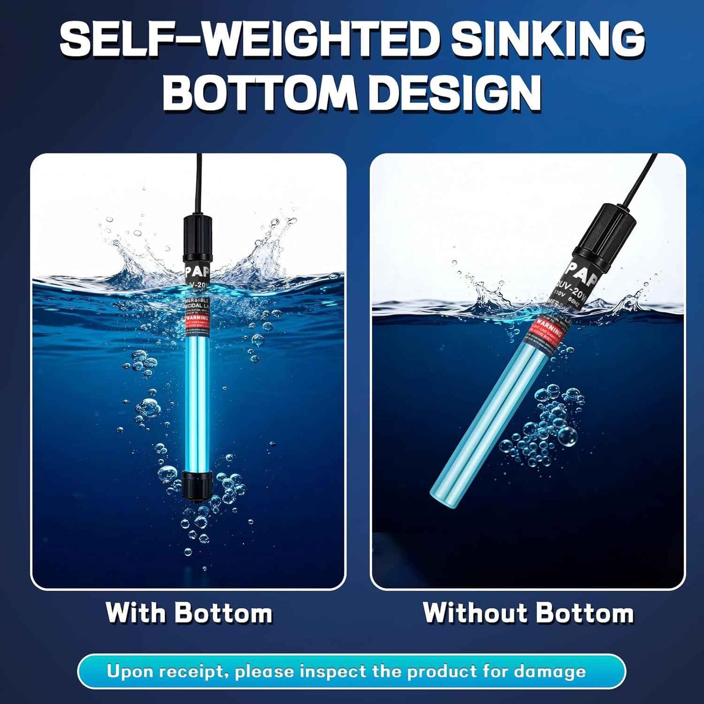 20W Pond UV Light for 100-1000 Gallon, Aquarium UV Water Clarifier for Koi Pond, Spas and Fish Tanks, Swimming Pools