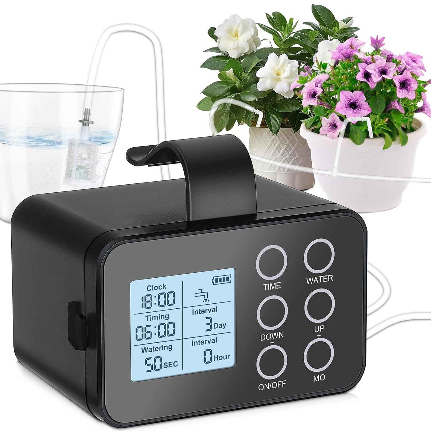 Automatic Plant Waterer Indoor: Drip Irrigation System with Large Display, Easy Programming, Vacation Plant Watering Devices for 15 Potted Plants, New Upgraded Christmas Tree Watering System