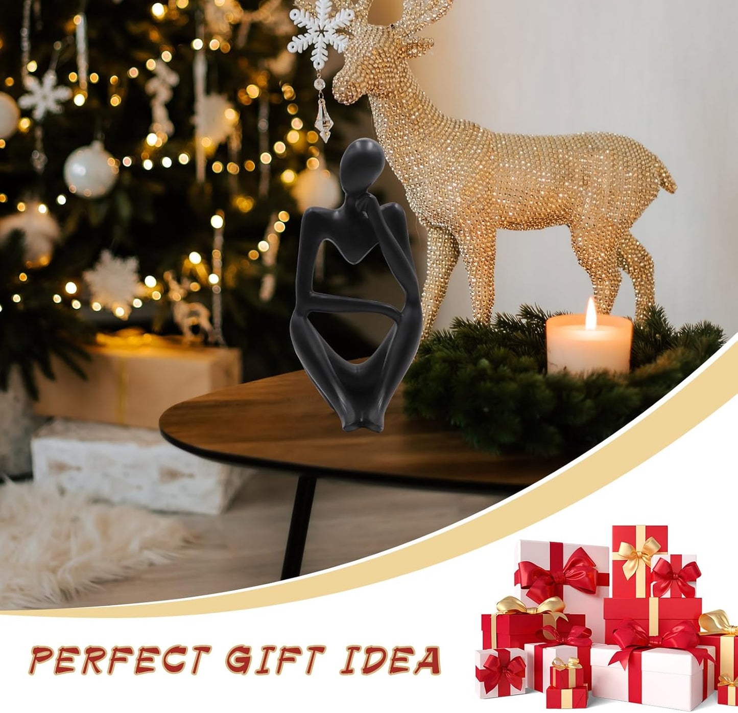 Thinker Statues and Sculptures, Resin Black Thinker Statue Ornaments, Abstract Style Sculptures, Housewarming Gifts, Housewarming Decorations, Living Room Dining Desk Decorations