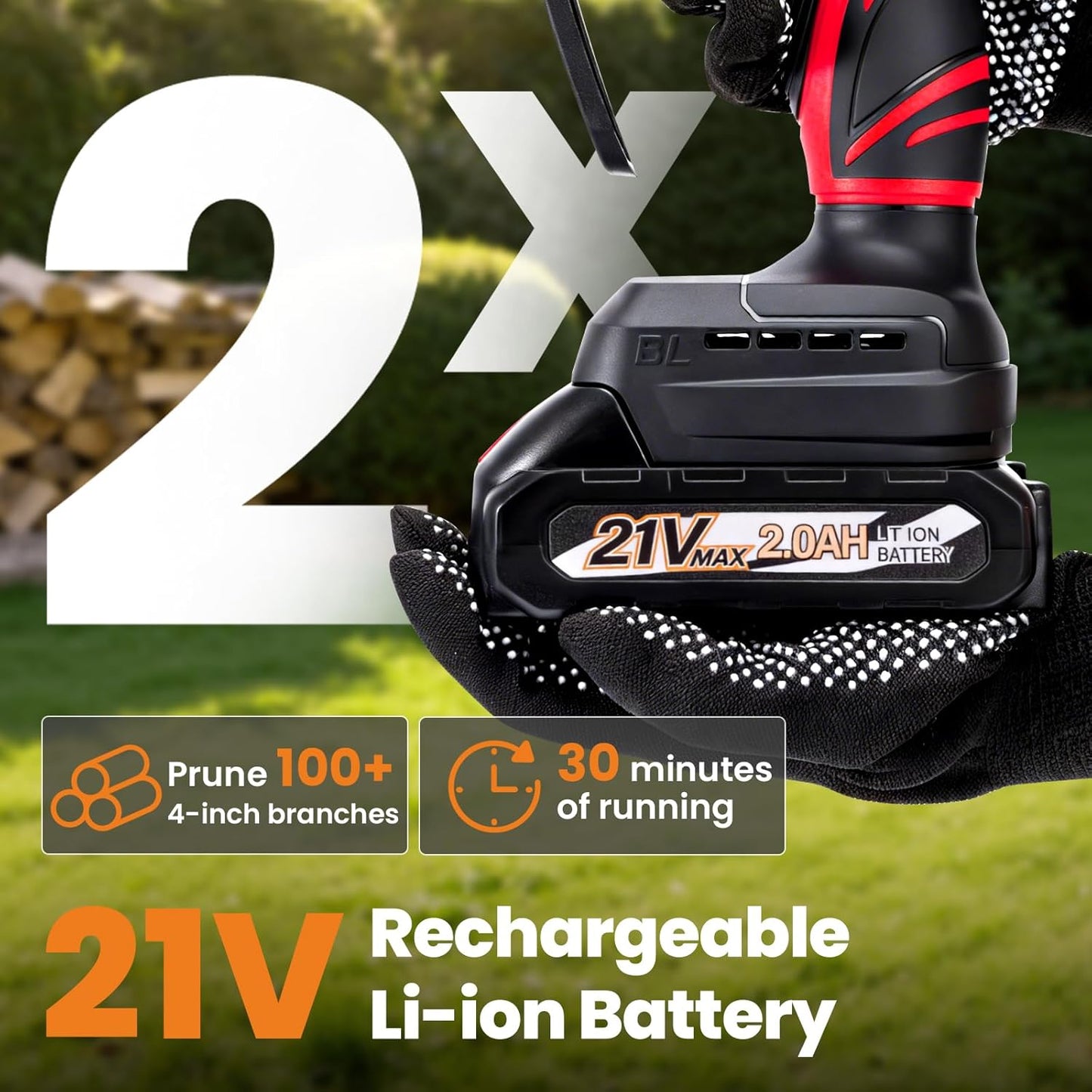 maXpeedingrods Mini Chainsaw Cordless, 6 inch Chainsaw Handheld Power Chain Saws with 2 Batteries, 3 x Durable Chains, Electric Chainsaw Lightweight Handheld Saw for Tree Trimming, Wood Cutting, Red