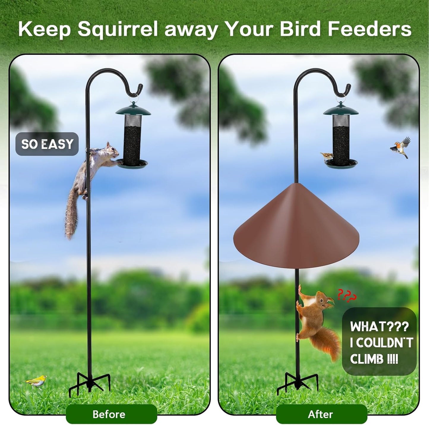 Gtongoko 19 Inch Squirrel Baffle for Bird Feeder Pole Squirrel Guards for Shepherds Hook Stopper for Bird Feeders Brown 1 Pack
