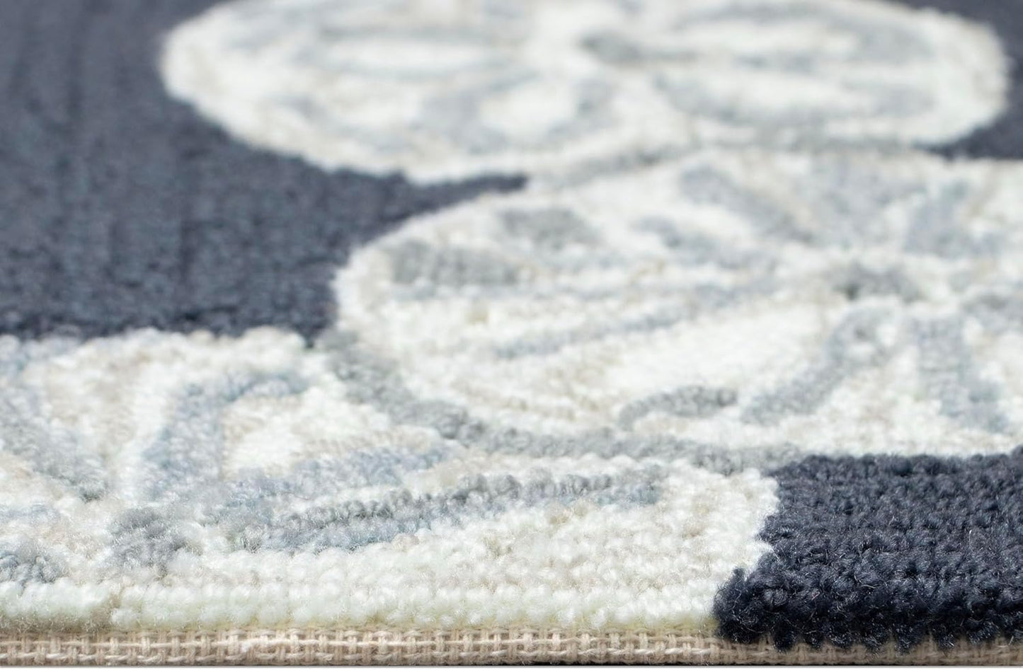 Liora Manne Capri Indoor/Outdoor Handmade Synthetic Blend Durable Area Rug - Transitional Graphic Coastal Beach Decorative (Sea Biscuit Navy) (1'8" x 2'6")