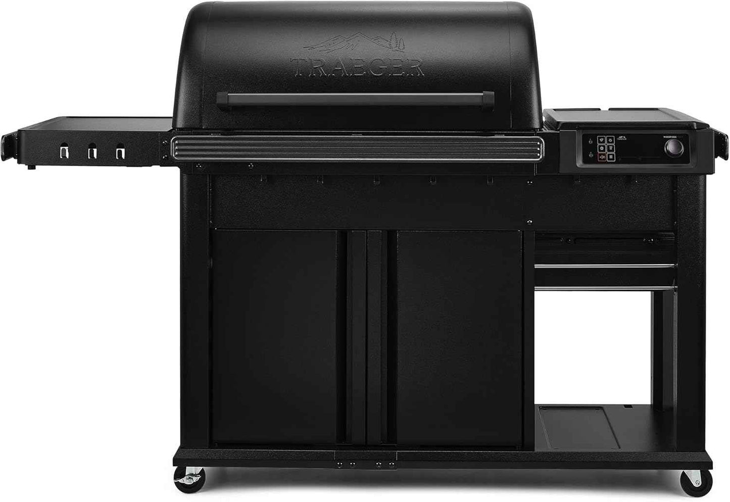 Traeger Grills Woodridge Pro Plus Electric Wood Pellet Grill and Smoker, 970 Sq. In., Folding Side Shelf, WiFIRE Technology, Super Smoke Mode, Outdoor Pellet Smoker Grill with Cabinet, Black, TFC97JLK