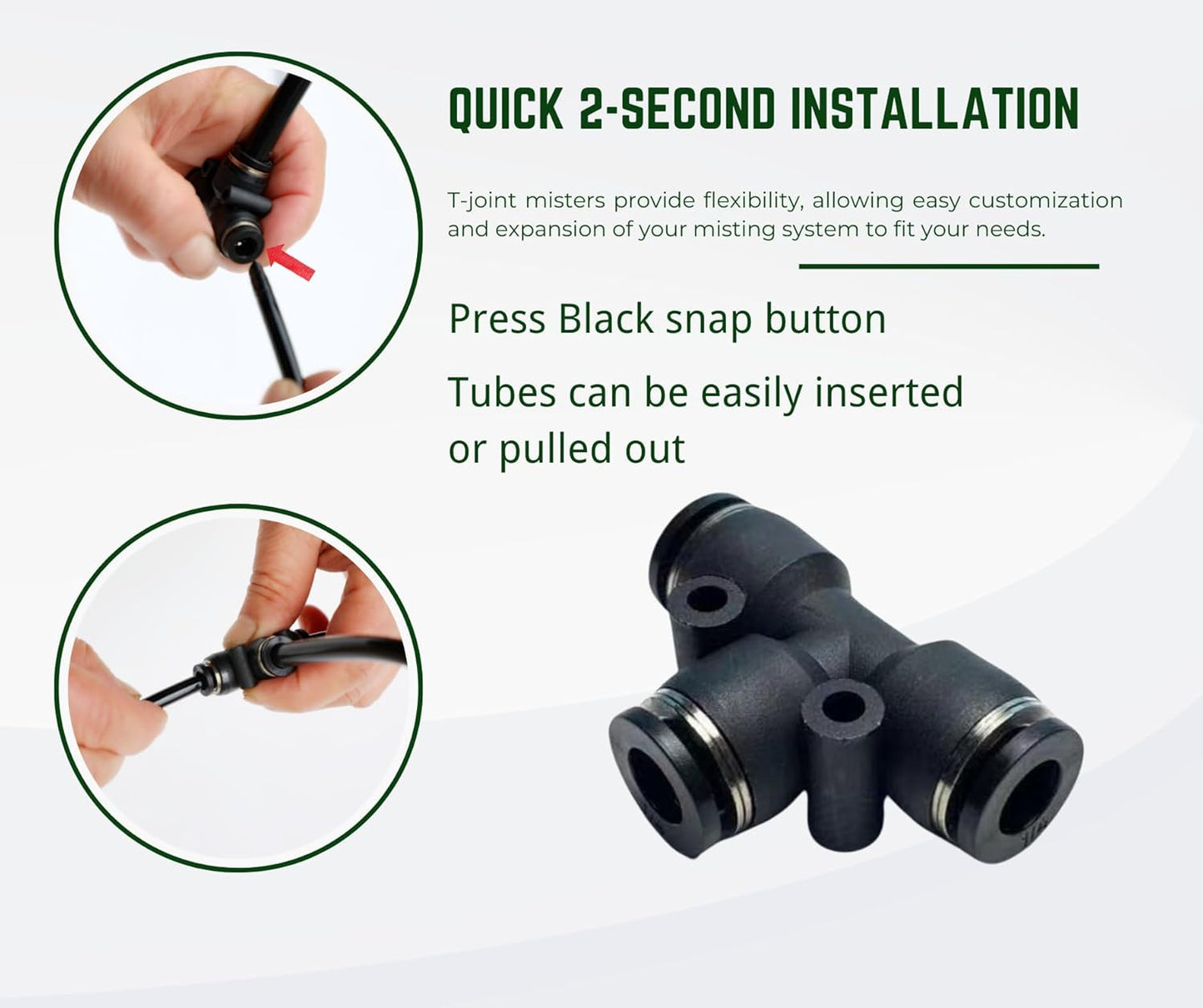 10pk Brass Misting Nozzles Tee 8 inch 360 Degree Adjustable Copper Sprayer, Compatible with1/4 trubing Hose Watering Plant Drip Irrigation Pneumatic Fittings Connection for Watering Garden(10pk)