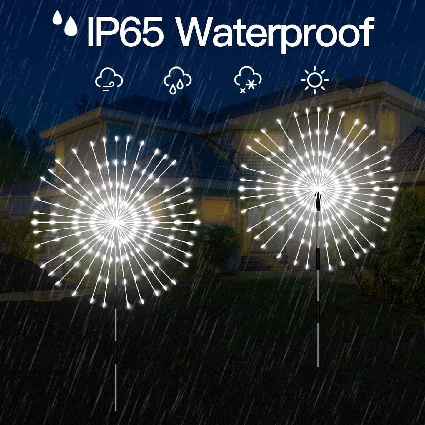 Solar Outdoor Lights,4 Pack 120 LED Waterproof Solar Firework Lights are 8 Modes Decorative Sparkles Stake Landscape Light,Garden Copper Wire Firework Lamp for Backyard Lawn Patio Decor(Cool White)