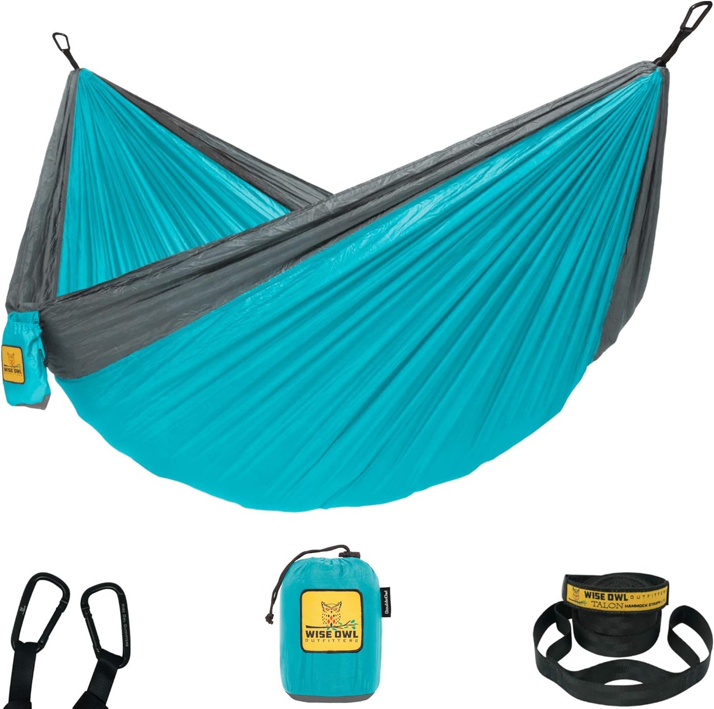 Wise Owl Outfitters Camping Hammock – 500lbs Portable Hammock with Tree Straps - Travel, Backpacking, Hiking, Outdoors Camping Gear - Single or Double