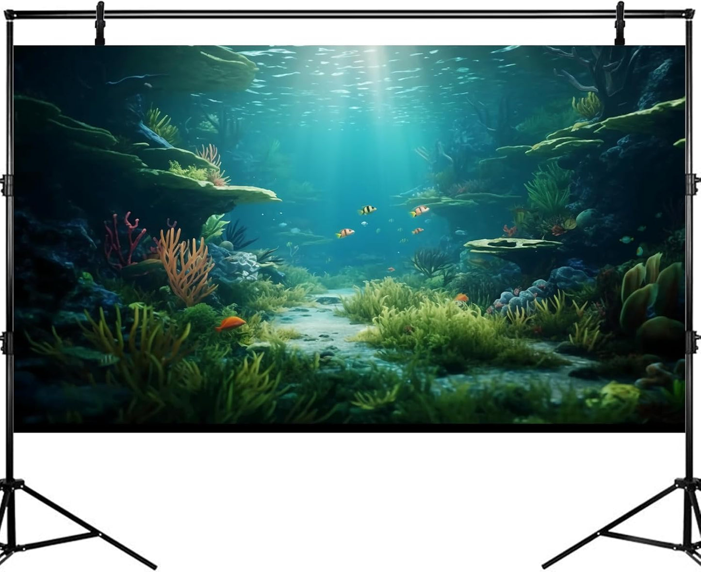 Ocean Floor Fish Tank Background Under The Sea Coral Reef Aquarium Background Underwater Aquatic Plants Corals Rock Cave Terrarium Backgrounds Tropical Fish Ocean Aquarium Backgrounds Decors 60x24in