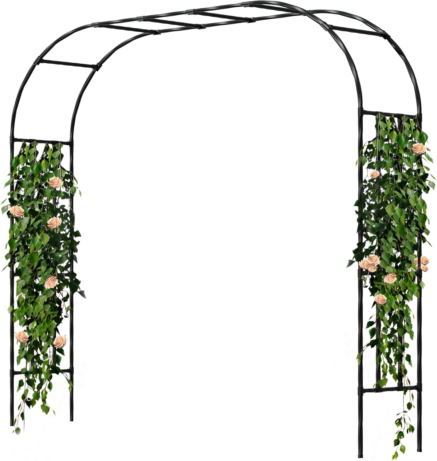 Garden Arch Trellis, Trellis Arch for Climbing Plants Outdoor, 8.2 x 7.9FT Metal Full Garden Arbor, Garden Trellises for Patio Lawn Backyard, Large Archway Decoration Black 98.4" x 94.5in
