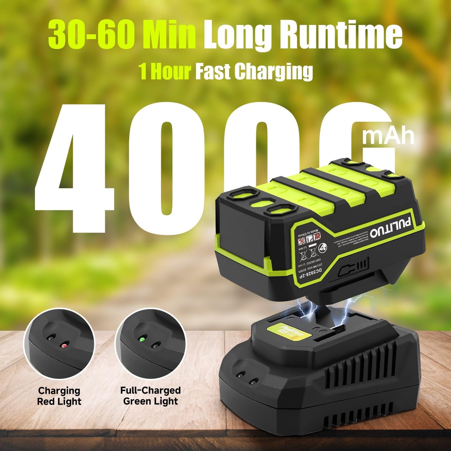 PULITUO Leaf Blower Cordless, 500CFM/ 125MPH Lightweight Cordless Blower with 2X 4.0 Batteries and Fast Charger, Variable Speed Battery Leaf Blowers for Lawn Care, Leaves, Grass, Patio, Yard