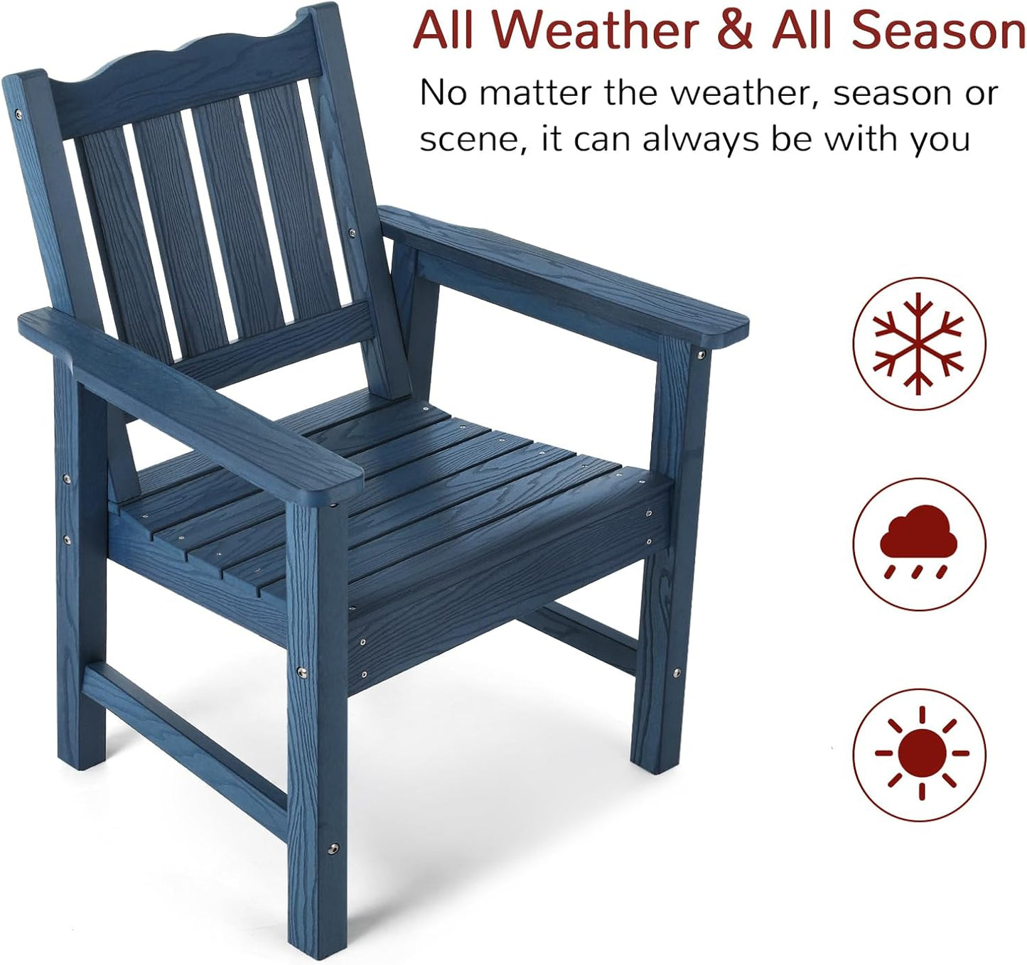 Stoog 3-Piece All-Weather Garden Chairs Set of 2 with Table, Patio Furniture Sets, Include 2 Garden Chairs and 1 Side Table, for Porch, Backyard, Lawn & Dining, Blue