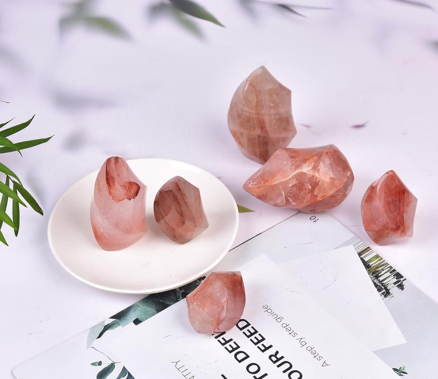 AMOYSTONE Red Hematoid Flame Shaped Stone Towers Obelisk Natural Healing Crystal Quartz Reiki Energy Decoration Home Office Small 1.0LBS