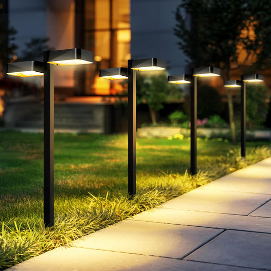 Solar Pathway Lights Outdoor Waterproof，4 Pack with 8 Head Modern Solar Lights, 2 Modes(Warm/Cold White) for Walkway,Yard,Patio,Driveway,Outside,Decor
