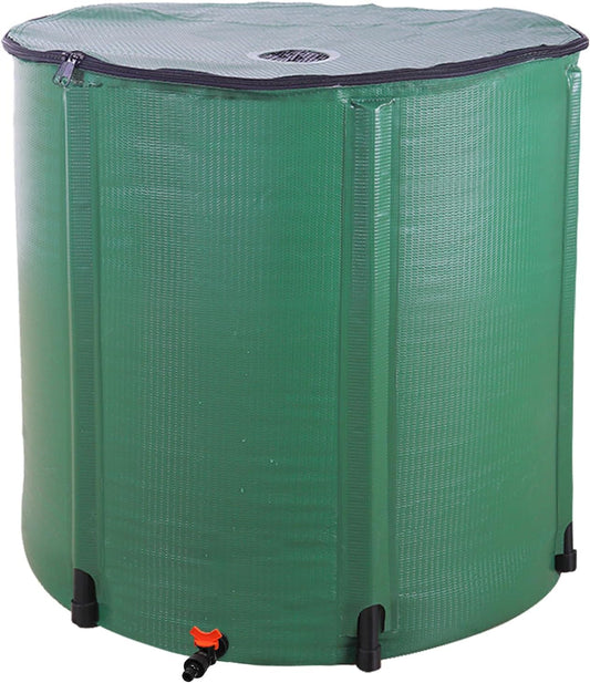 Collapsible Rain Barrel, 200 Gallon Portable Rainwater Collection System, Water Storage Tank, Rain Catcher Barrel with Spigots and Overflow Kit, Rain Water Barrel Collector for Garden, Green