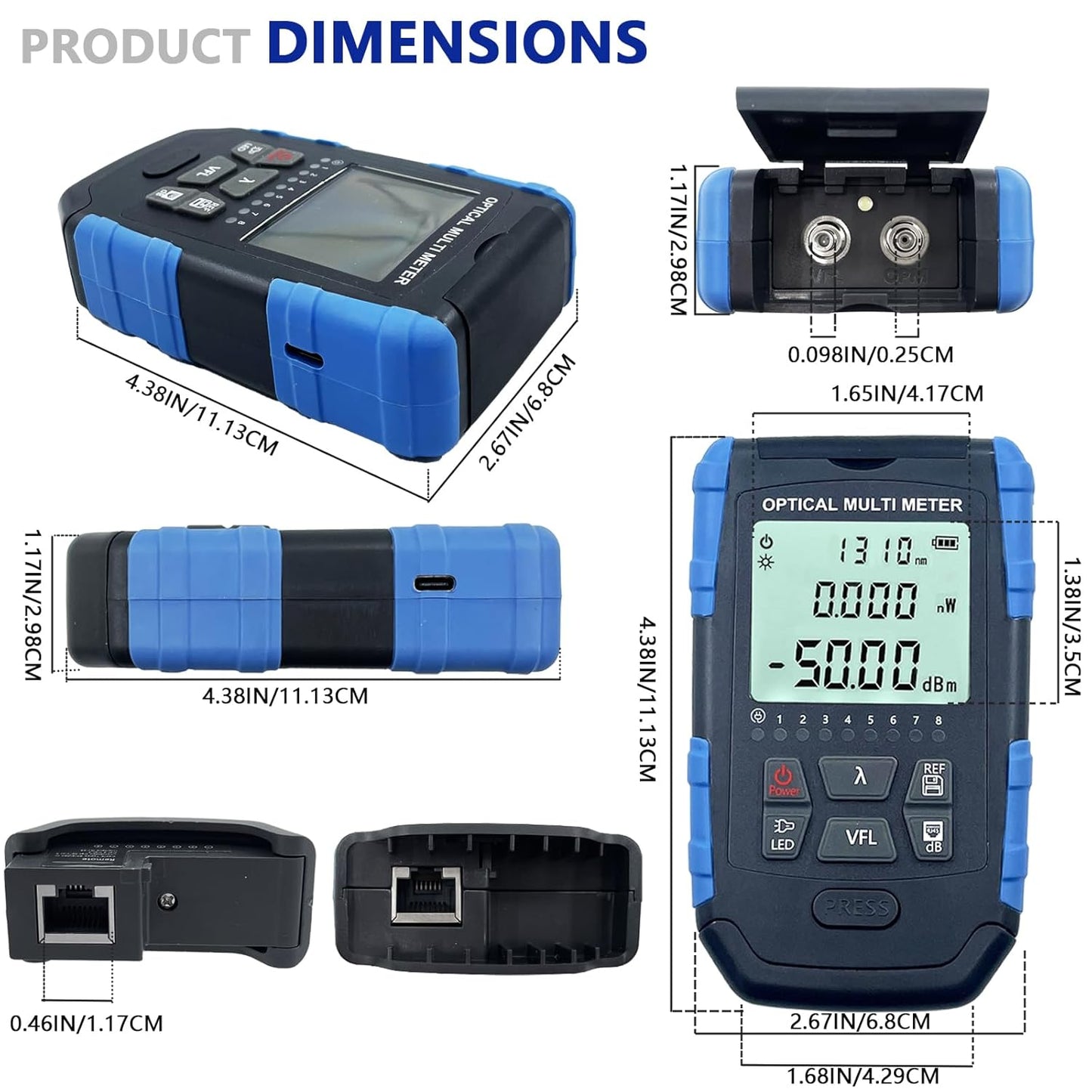 5-in-1 Fiber Optic Cable Tester - Portable Optical Power Meter With Light, FC/SC/ST Universal Interface