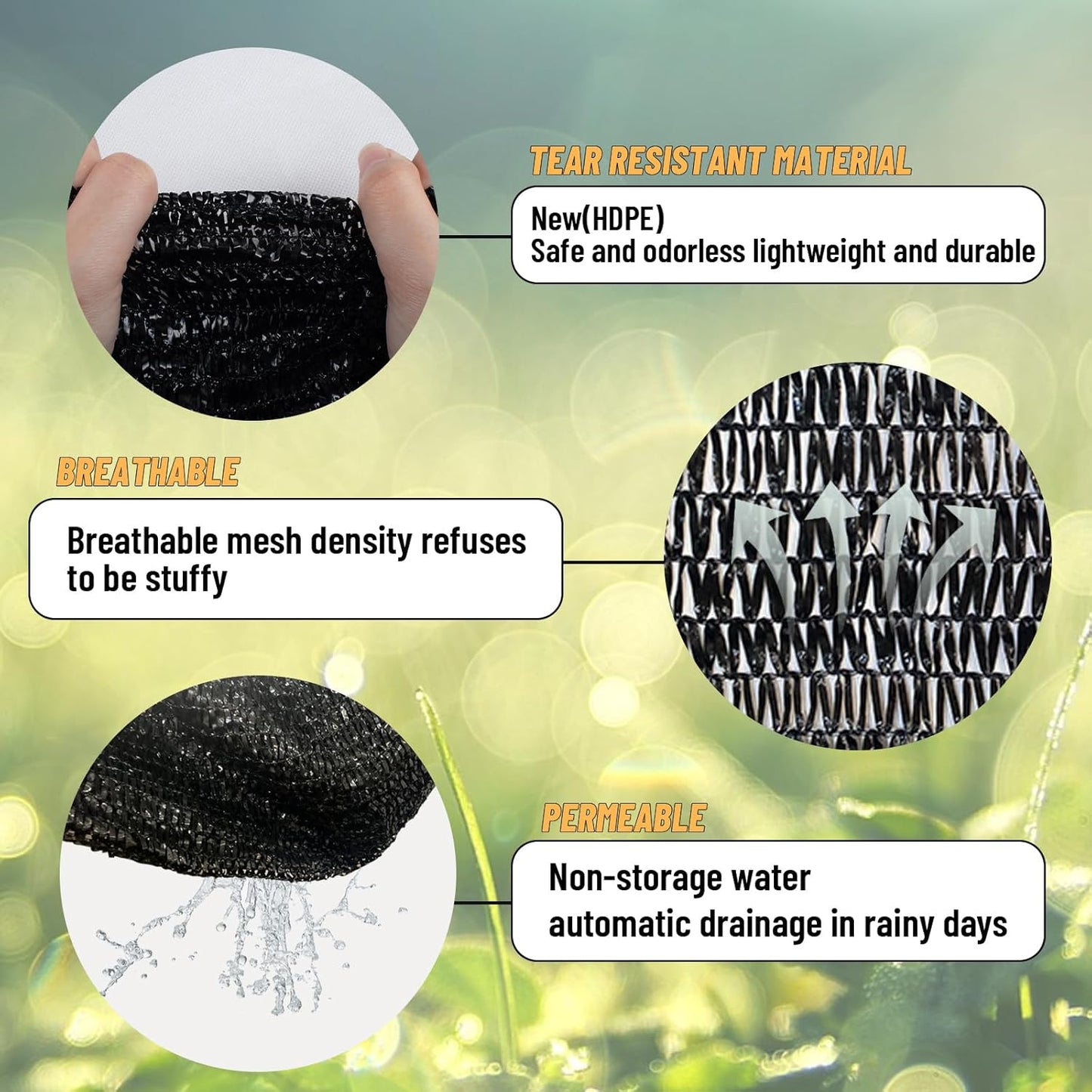 Cool Area 40% 6.5x6.5ft Sunblock Shade Cloth Cover Mesh UV Resistant Net for Garden Flower Plant Greenhouse, Black
