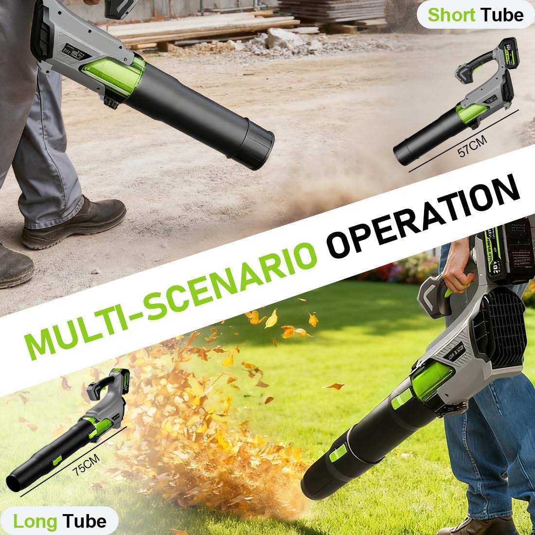 Cordless Leaf Blower with 2x4000mAh Batteries & Charger 580CFM/170MPH Lightweight Handheld Electric Blower for Lawn Care, Patio, Garden & Debris Clearing