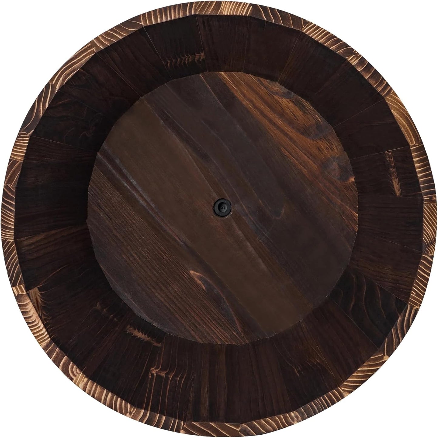 17 Inch Wood Whiskey Barrel Planter – Rustic Outdoor Half Barrel Flower Pot, Weather-Resistant Wood & Iron Plant Container with Drainage Hole, 21QT Capacity, Fully Assembled (Rustic Finish)