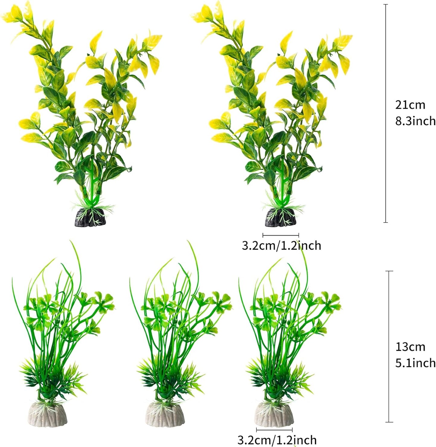 COMSUN 25 Pack Artificial Aquarium Plants, Small Size 4 inch Approximate Height Fish Tank Decorations Home Décor Plastic Yellow