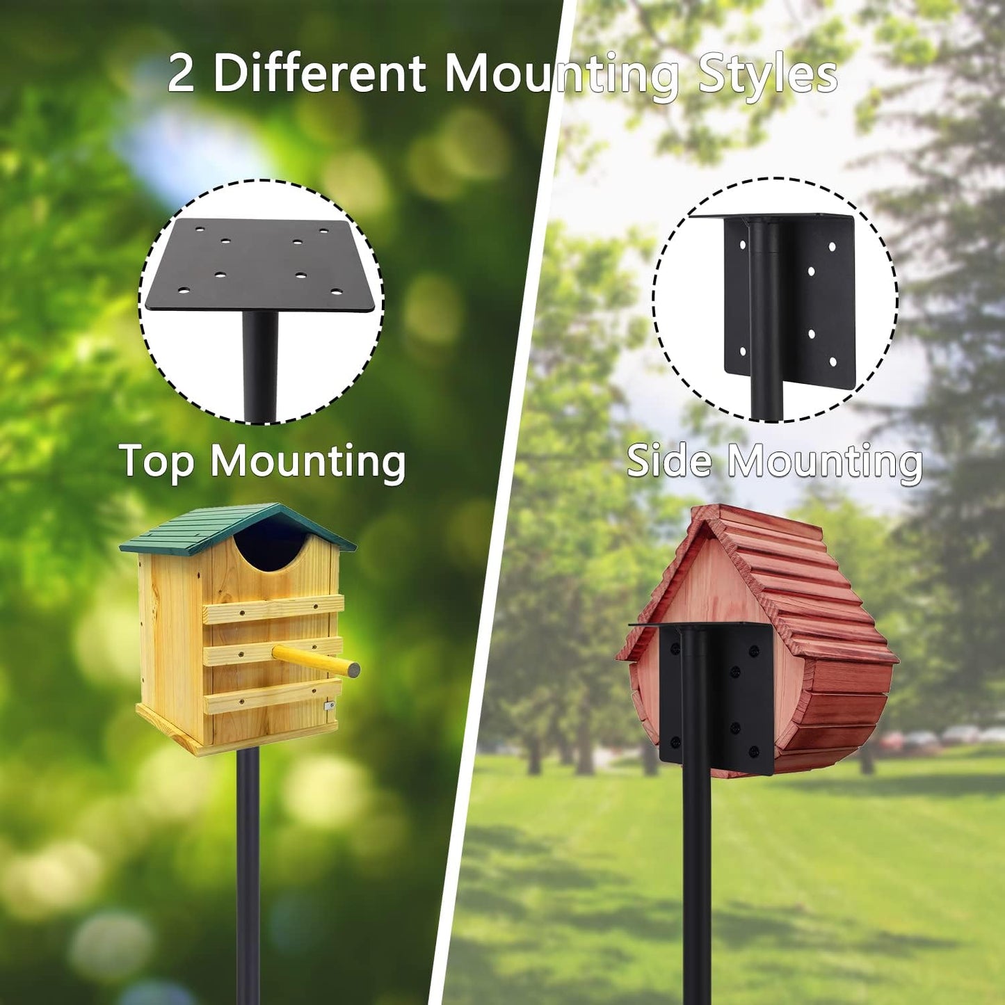 Bird Feeder Pole Kit 110 Inch,Bird House Pole for Outdoors Heavy Duty,5 Base Prongs Adjustable Birds Feeder Stand for House