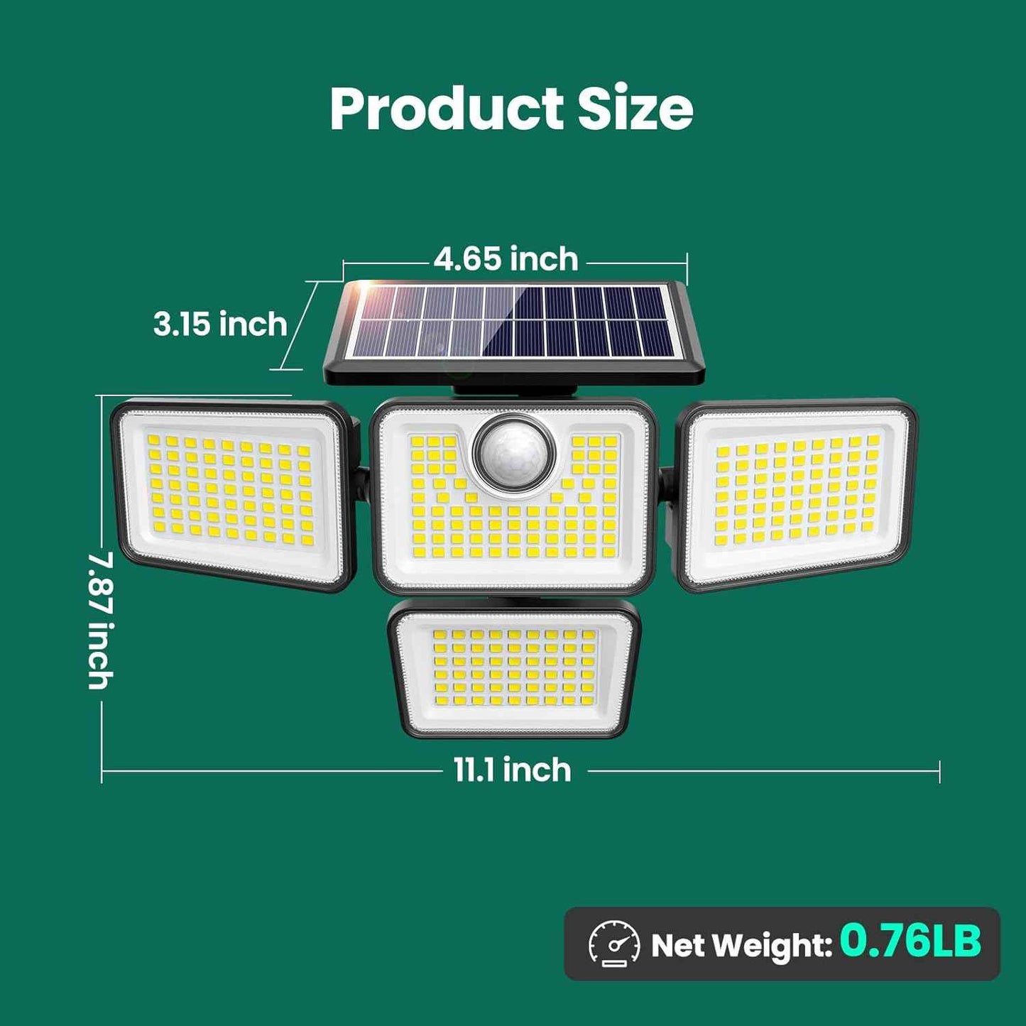 4500LM Solar Lights Outdoor, 4 Adjustable Heads Motion Sensor Lights, 3 Modes, 6500K, IP65 Waterproof Solar Security Wall Lights, Remote Control Flood Lights, Garden, Outside, Backyard, 2 Pack