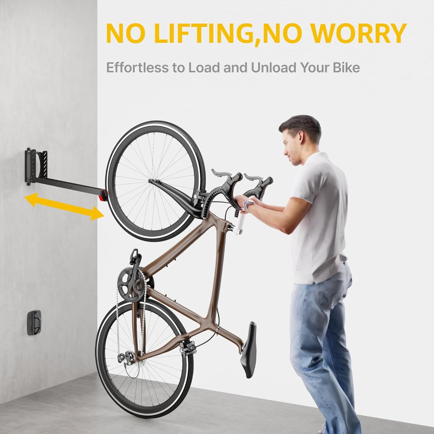 monTEK Swivel Bike Wall Mount, No Heavy Lifting Required Bike Wall Mount, Bike Hangers for Garage, Space-Saving Bike Rack Garage, Easy to Load and Unload, Bike Hanger Can Hold Up to 77 lbs