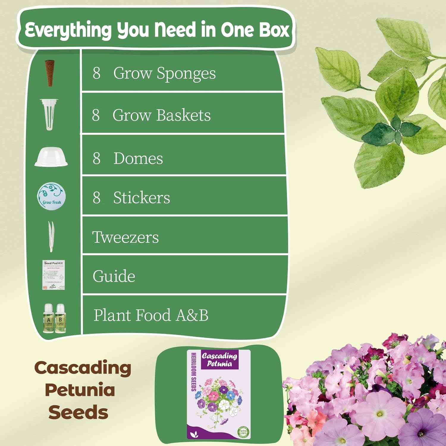 Cascading Petunias Seed pod Kit - Flower Seed Pod Refill for All Indoor Garden, 8 Grow Pods with Seeds of Cascading Petunias, Compatible with All Hydroponics Growing Systems