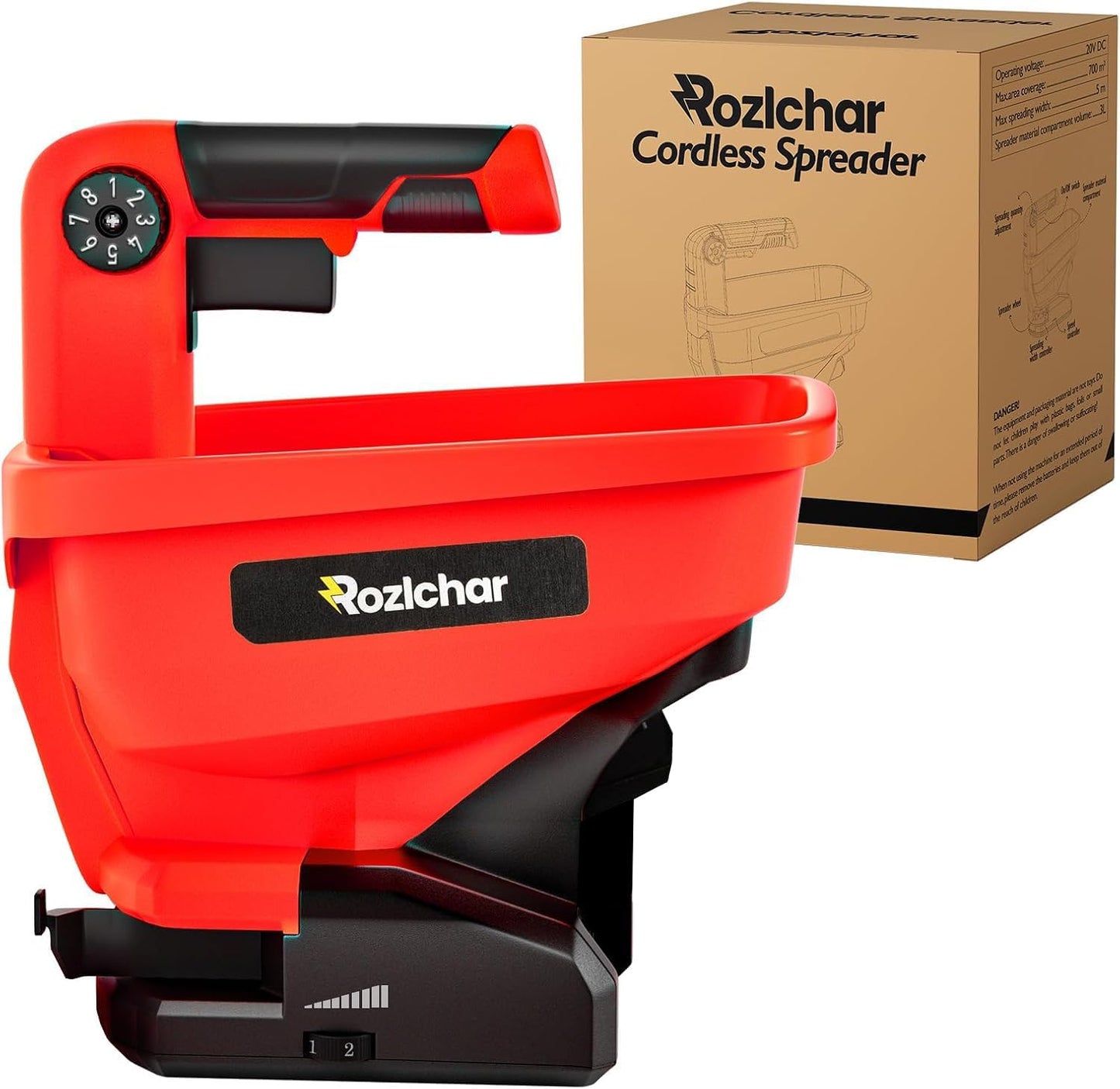 Rozlchar Power Spreader Compatible for Milwaukee 18V Battery, Seed Spreader for Year-Round, Covers Up to 5,000 sq. ft.(Tool Only, No Battery)