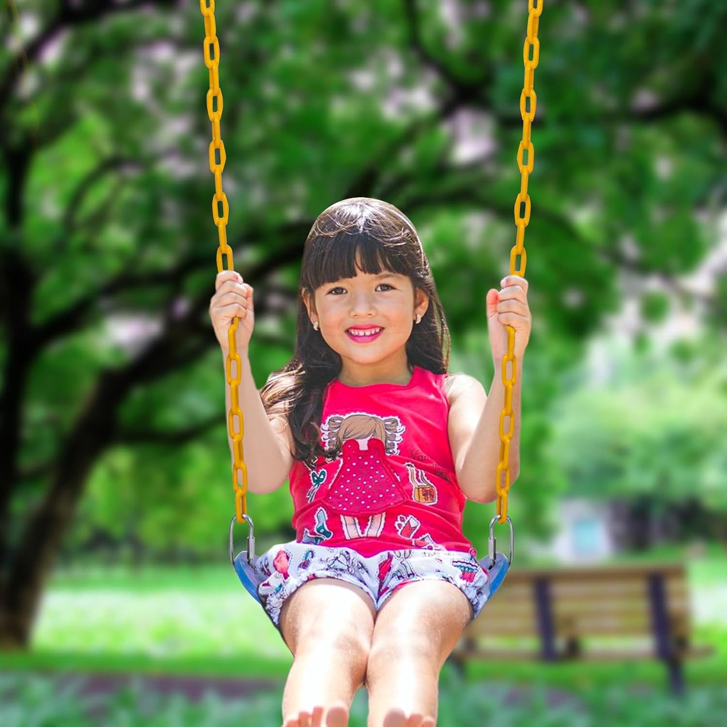 Sunnyglade 6 PCS Swings Seats Heavy Duty with 66" Chain, Playground Swing Set Accessories Replacement with Snap Hooks, Support 250lb (6, Blue)