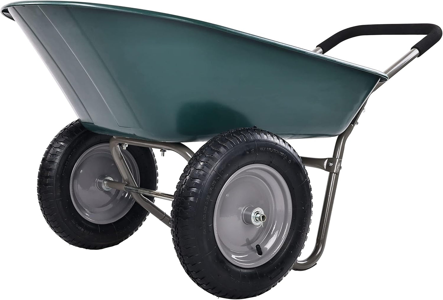 Wheelbarrow Garden Cart, Heavy Duty Home Utility, Dual-Wheel Home Garden Yard Utility Wheelbarrow Cart with Built-in Stand, Green