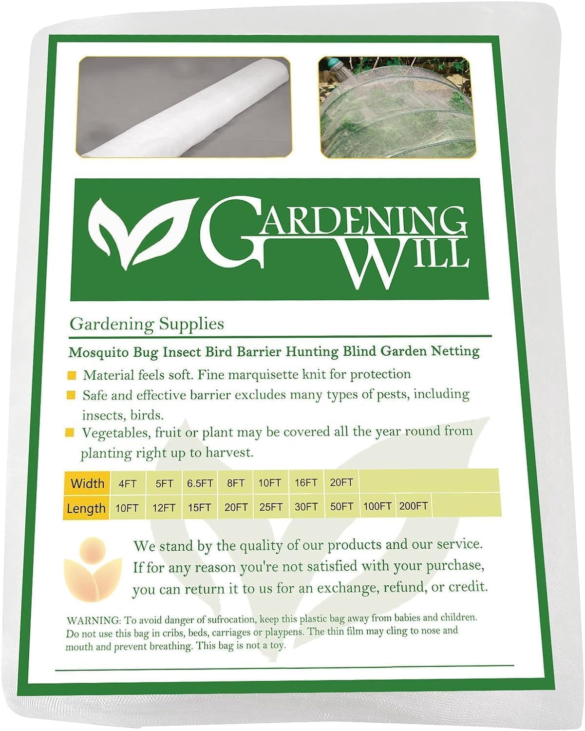 6.5Ft x 100ft Mosquito Bug Insect Bird Fine Mesh Net Barrier Hunting Blind Garden Screen Netting for Protect Your Plant Fruits Flower