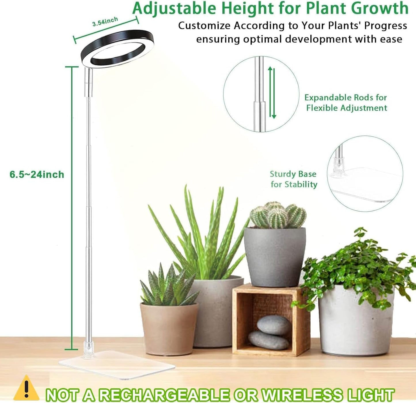 Plant Grow Light,yadoker LED Growing Light Full Spectrum for Indoor Plants,Height Adjustable, Automatic Timer, 5V Low Safe Voltage,Idea for Small Plant Light(3 Pack)
