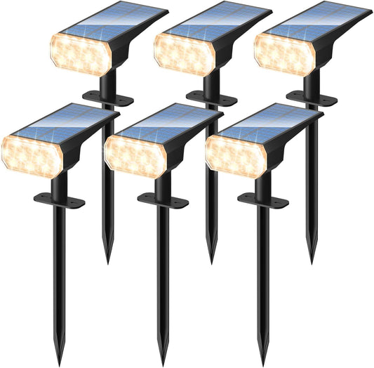 DINGLILIGHTING Waterproof Solar Lights Outdoor: IP65 Led Spot Light Decorations for Garden - 3 Lighting Modes Solar Powered for Yard - Dust to Dawn Uplighting Landscape Pathway Drive Patios 6PC Warm