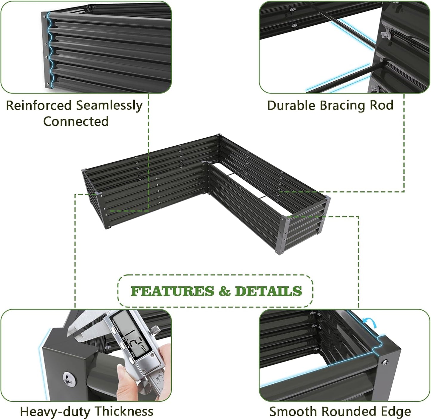 A ANLEOLIFE 16-Pack Deep Root Galvanized Raised Garden Beds Outdoor for Planting Vegetables Flowers Herb, Quartz Grey