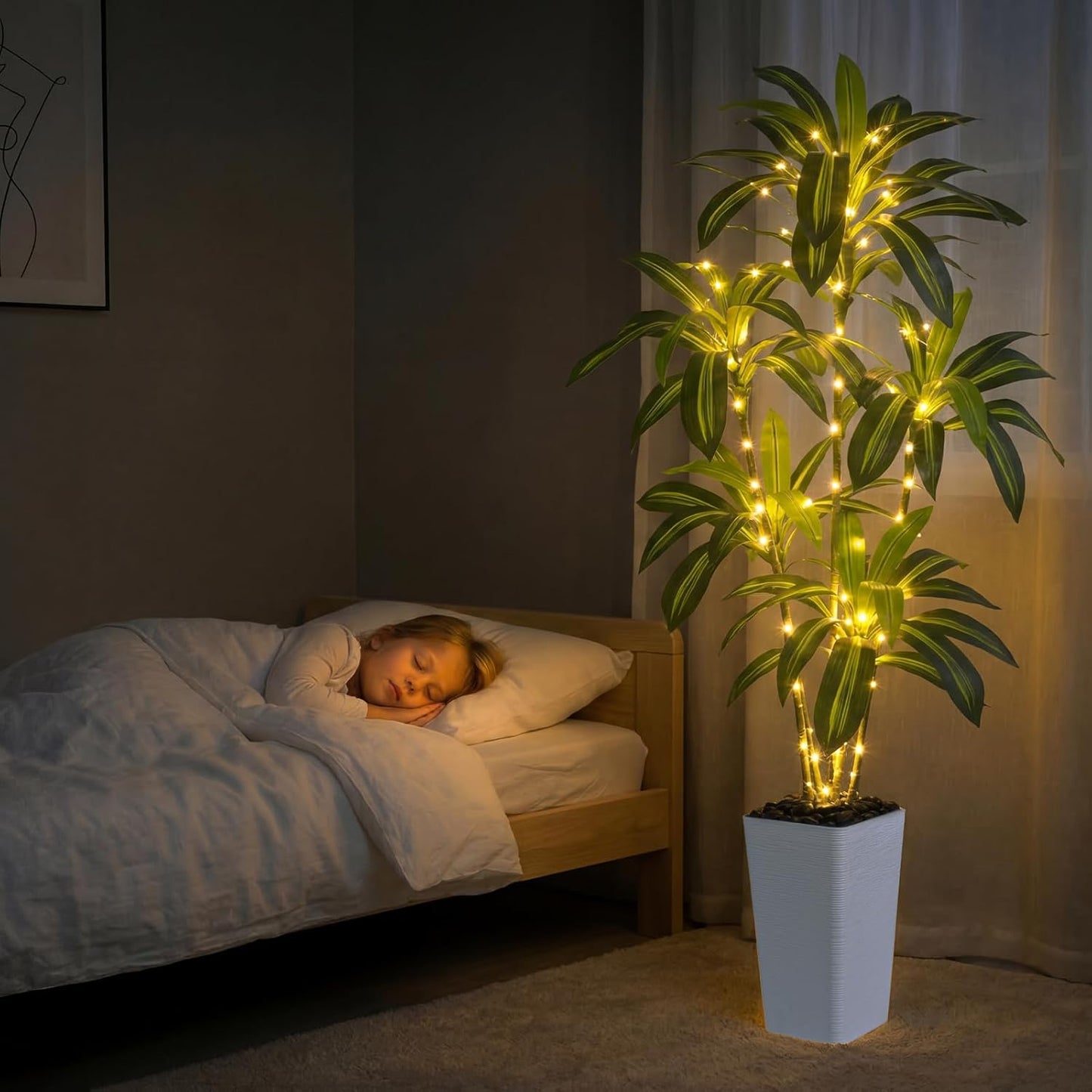 Artificial Dracaena Tree, 6FT Artificial Plants Indoor with White Tall Planter, Faux Yucca Silk Tree Fake Tropical Floor Plant in Pot, Fake Plants for Home House Room Office Entryway Porch Decor