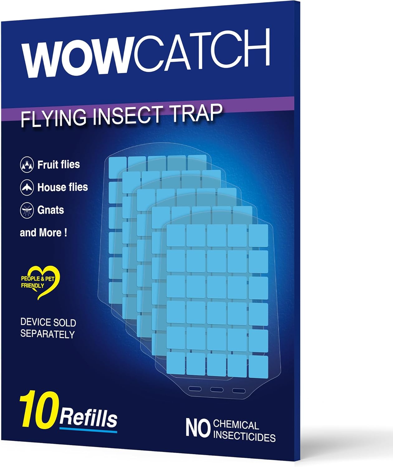 10 PCS Sticky Refills for Indoor Fly Trap, Original Replacement Glue Cards for Flying Insect Trap, Compatible with N386E & N386E-Pro (Refills Only)