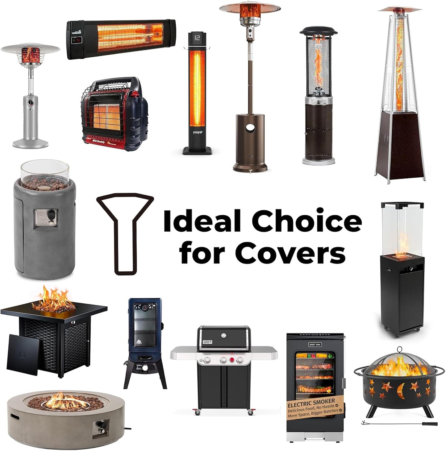 Tower Round Patio Heater Covers, Oxford Fabric, Heavy-duty and Weather-resistant, Waterproof, Dust-proof, Snow-proof, Windproof, with Zipper and Storage Bag