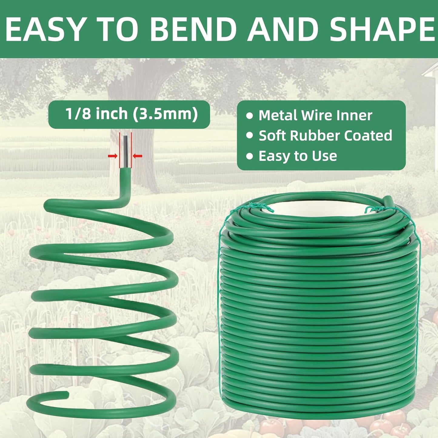 Soft Plant Ties, 164ft Garden Wire, 3.5mm Flexible Garden Ties for Climbing Plants, Tomato, Vines Plant, Flowers, Roses Plant Support