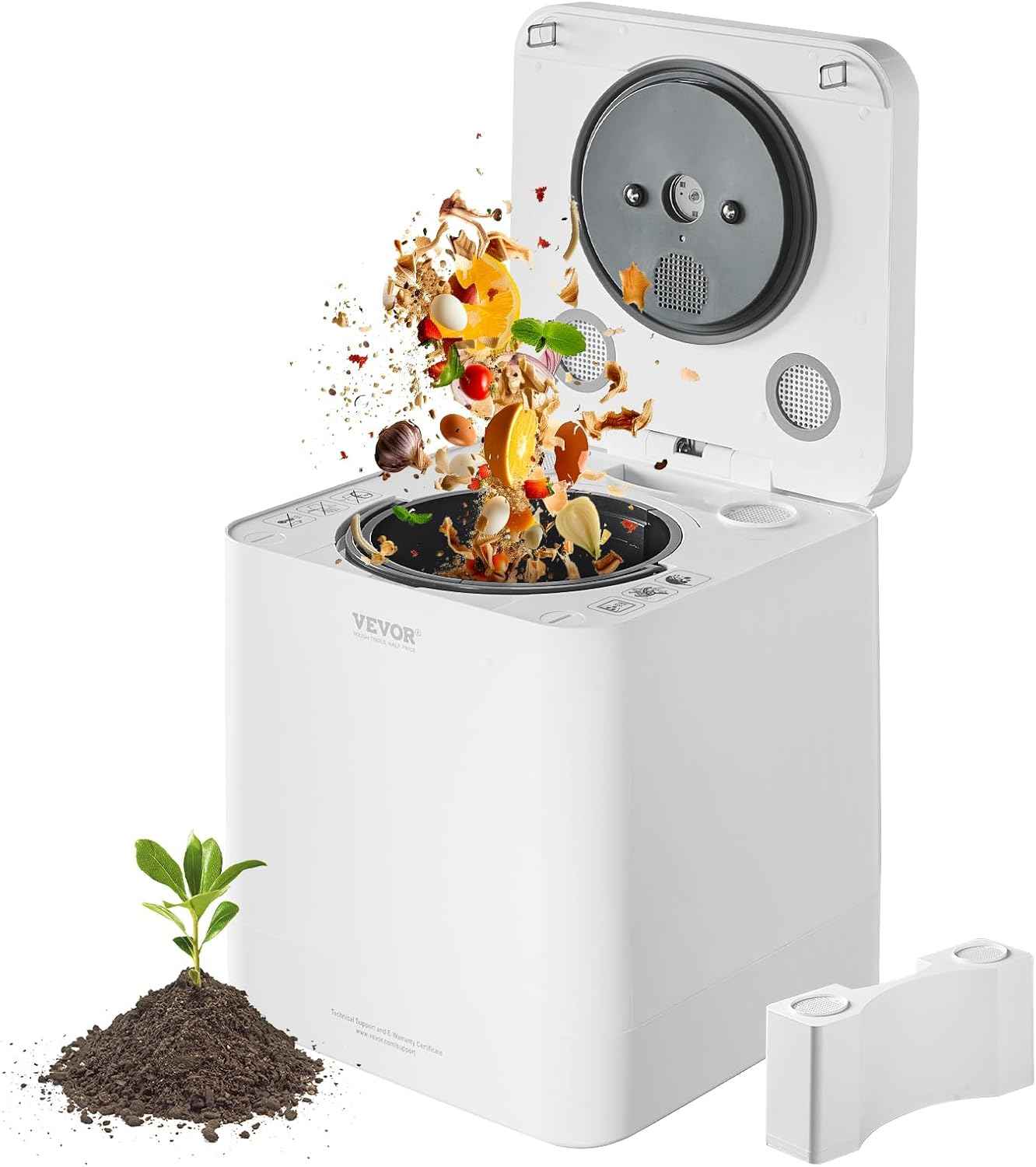 VEVOR Electric Composter for Kitchen, 5L Large Smart Countertop Compost Bin Indoor, Odorless Quiet Electric Kitchen Food Recycler with Upgraded Motor/Auto-Cleaning/2 Composting Modes/Safe Child Lock