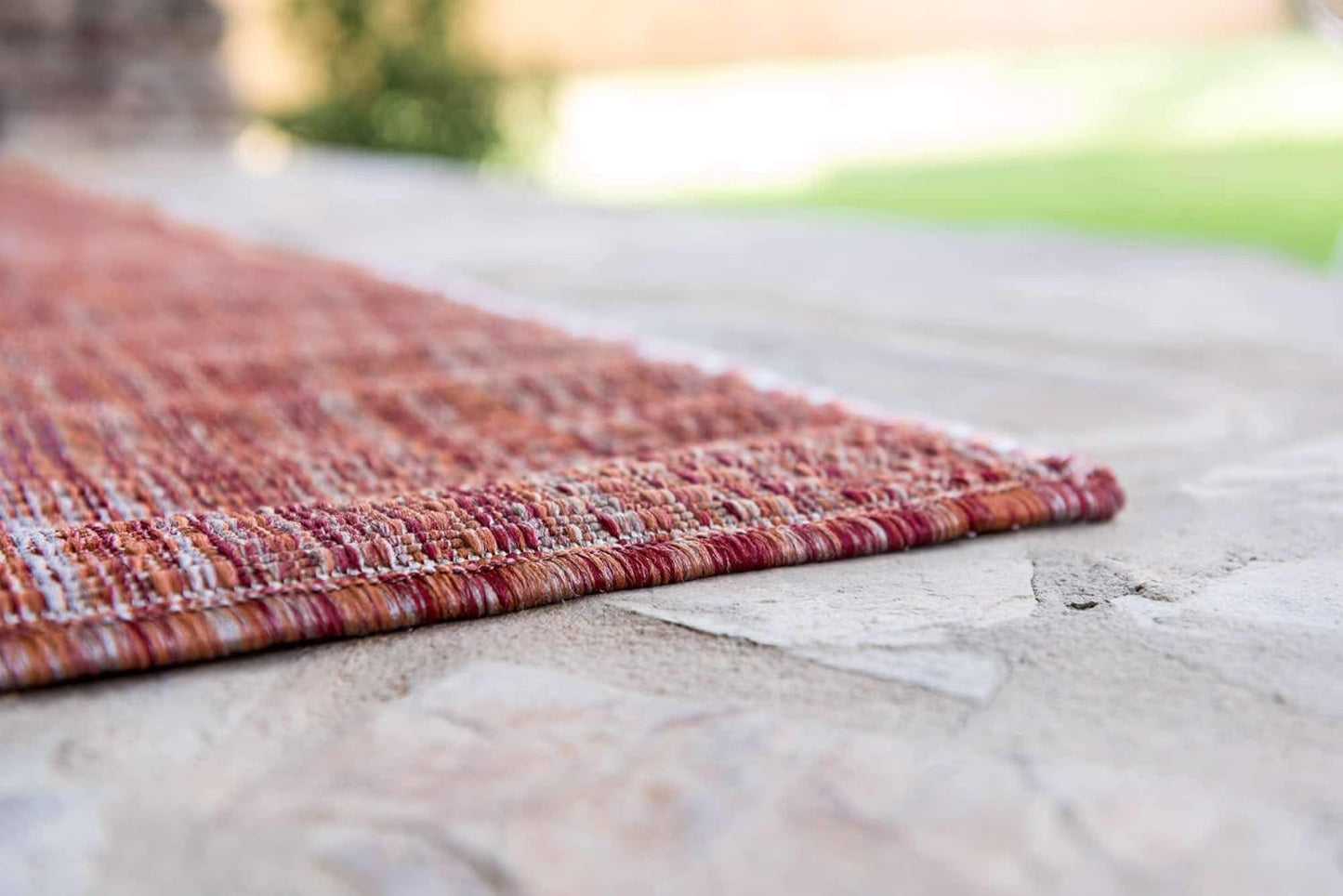Unique Loom Collection Casual Transitional Solid Heathered Indoor/Outdoor Flatweave Area Rug (7' 1" x 10' Rectangle, Rust Red/Beige)