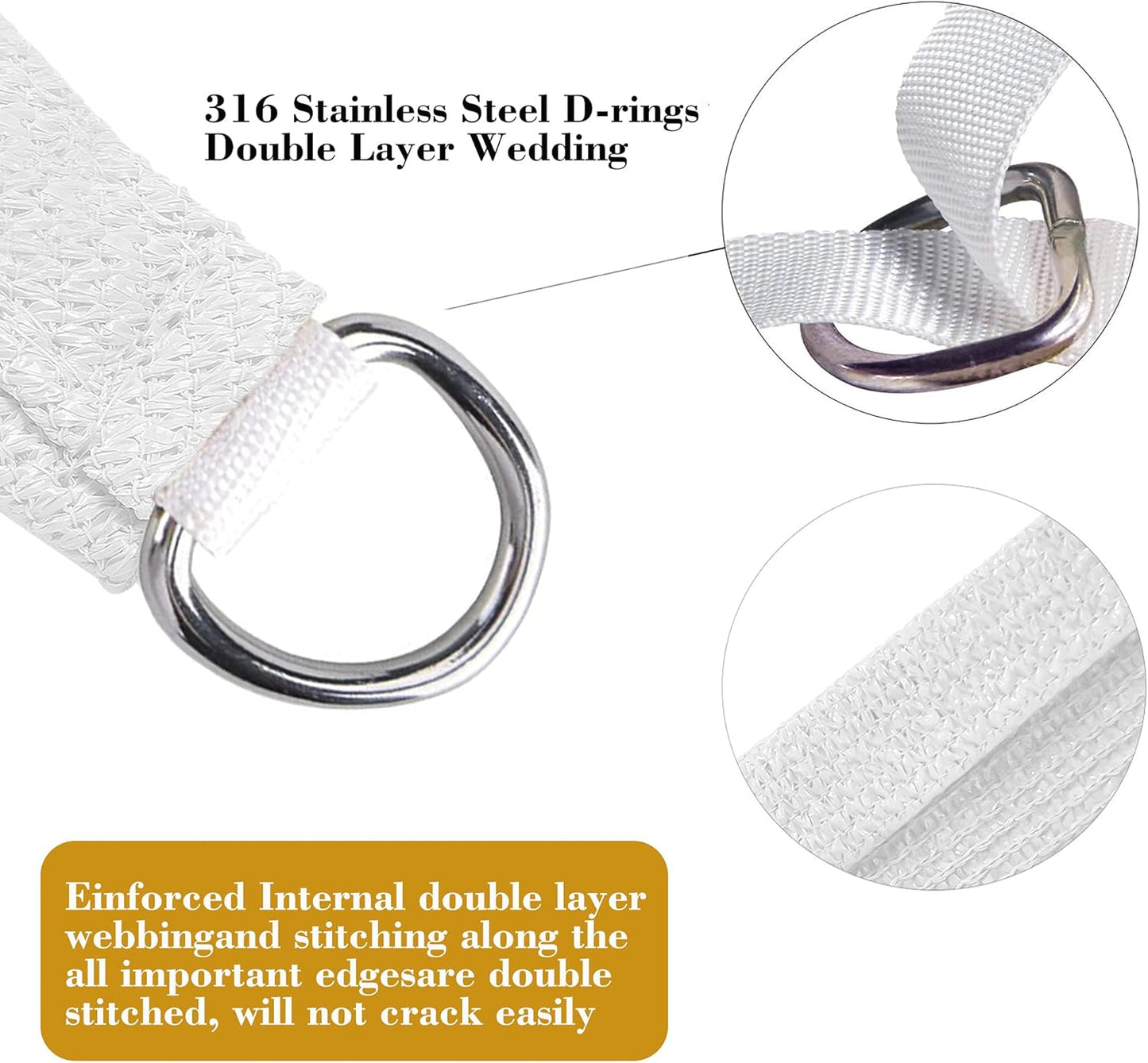 5' x 6' White Rectangle Sun Shade Sail SSP1212 Canopy Durable Fabric UV Block Awning,We Make Custom Orders
