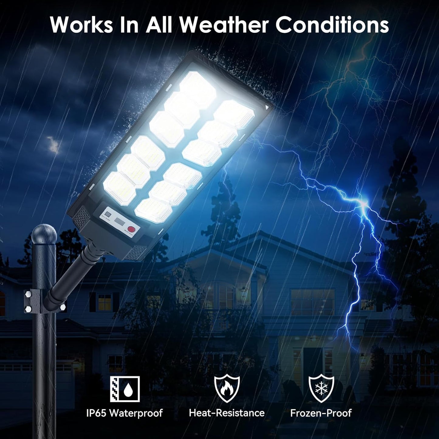 2 Pack Solar Street Lights Outdoor Waterproof 6500K 13000LM LED Solar Flood Lights Dusk to Dawn Parking Lot Light with Motion Sensor and Remote Control for Commercial Area Lighting Yard