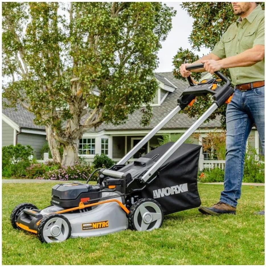Worx 40V Cordless Lawn Mower, Electric Mower with Brushless Motor, 3-in-1 Self-Propelled Lawn Mower WG753-2 Batteries & Charger Included