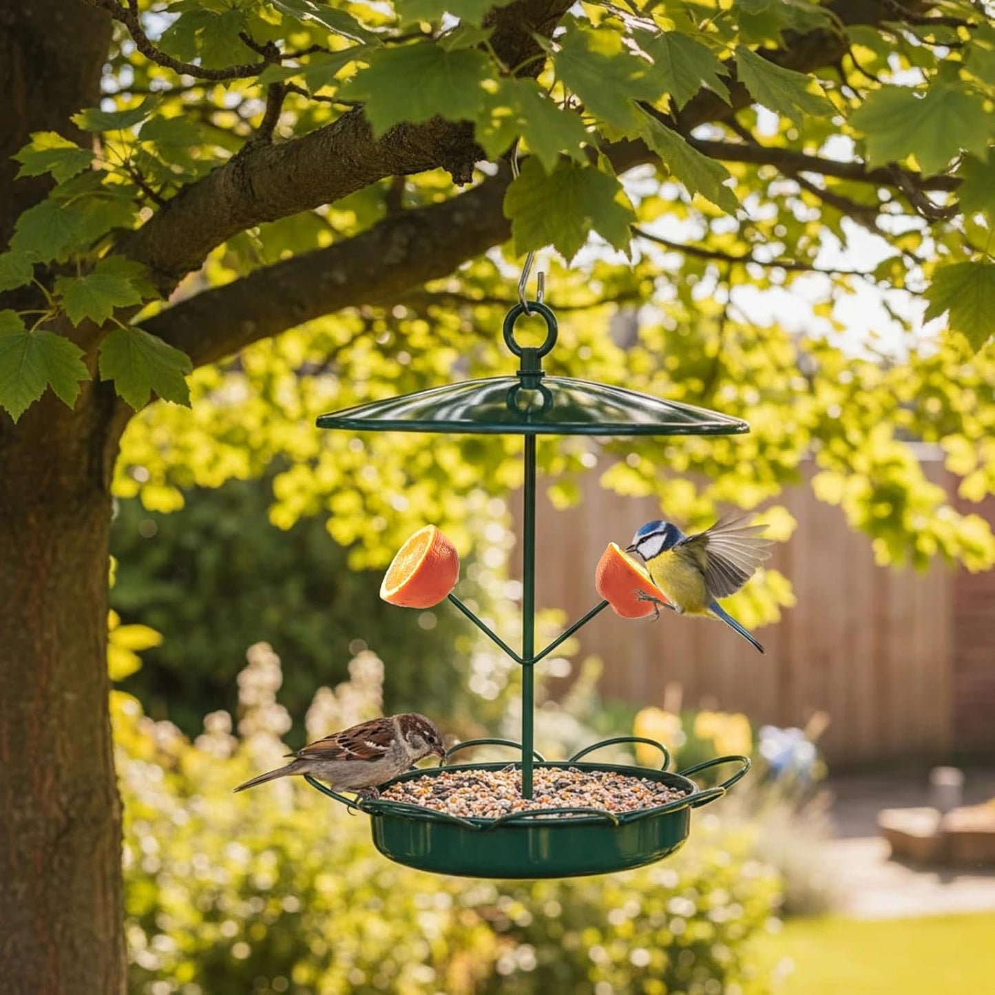 Outdoor Squirrel-Proof Bird Feeder, Hanging Metal, Large Capacity, Bite-Resistant and Weatherproof, Attracts Wild Birds