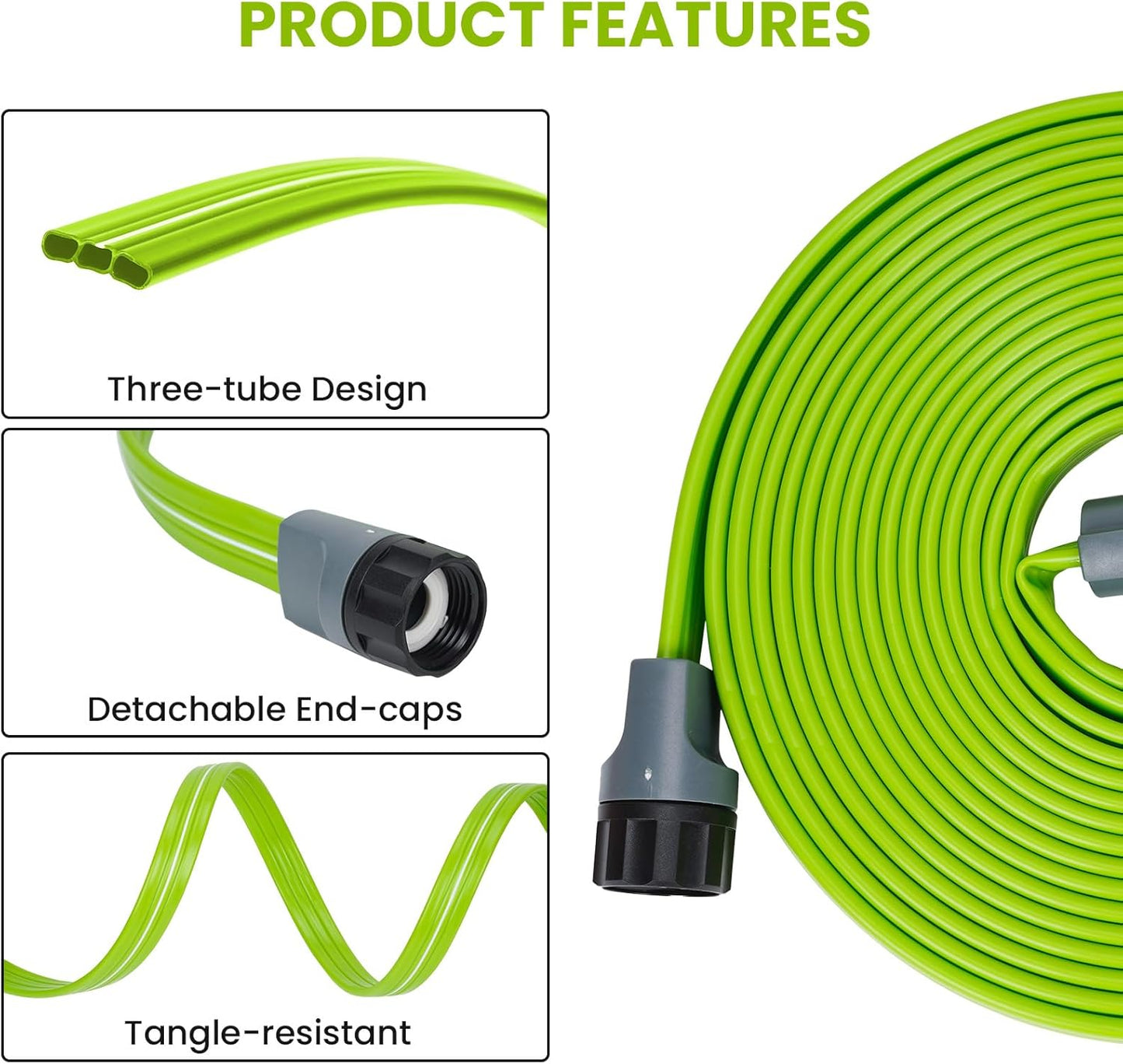 Sprinkler Soaker Hose 75FT, Watering Soaker Hose with Holes, High-Efficiency Sprinklers System for Garden and Lawn with Staples
