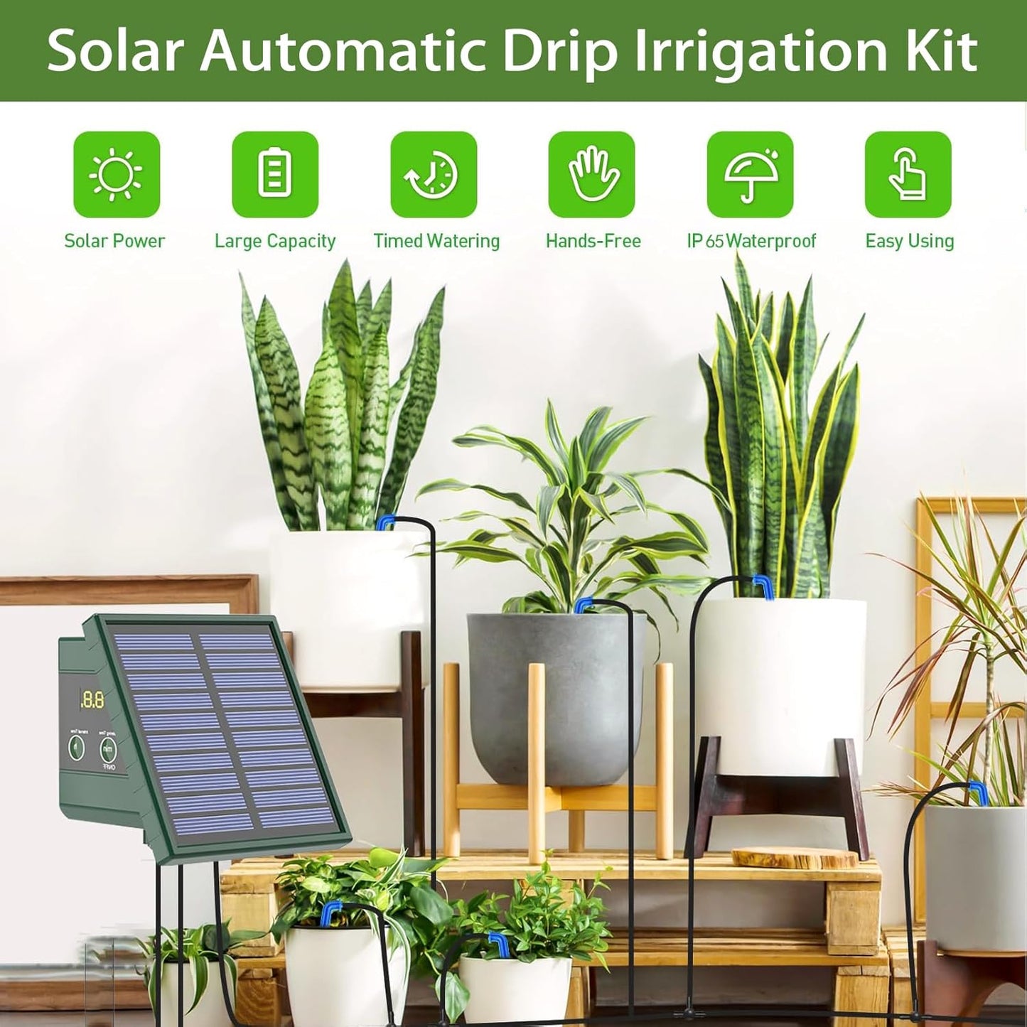 Solar Drip Irrigation System for Garden 30 Timing Modes Automatic Drip Irrigation Kit Garden Watering System
