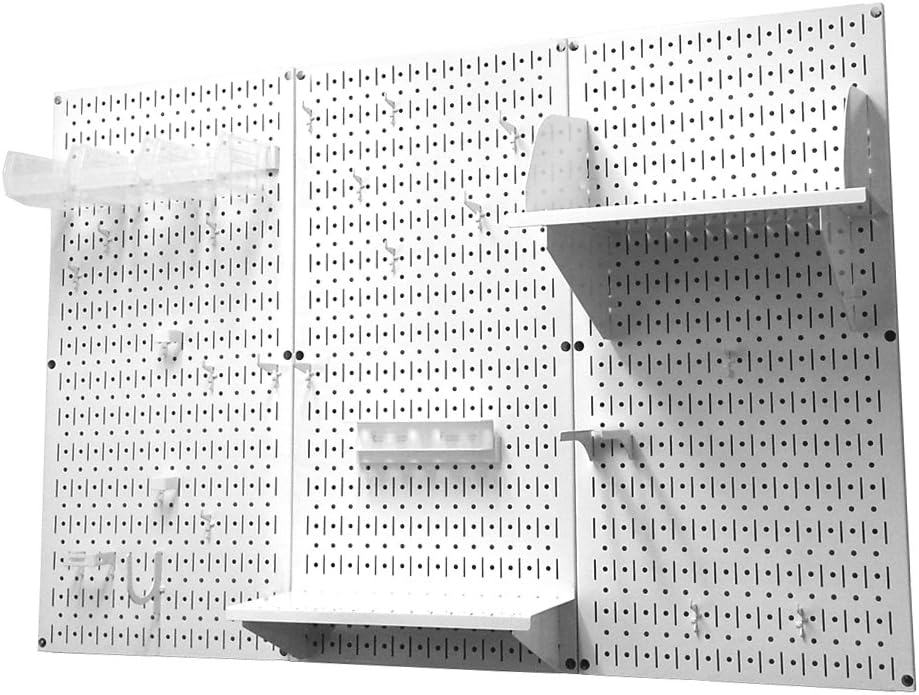 Wall Control Pegboard Organizer 4 ft. Metal Standard Tool Storage Kit With White Toolboard and Accessories - 30-P-3232W